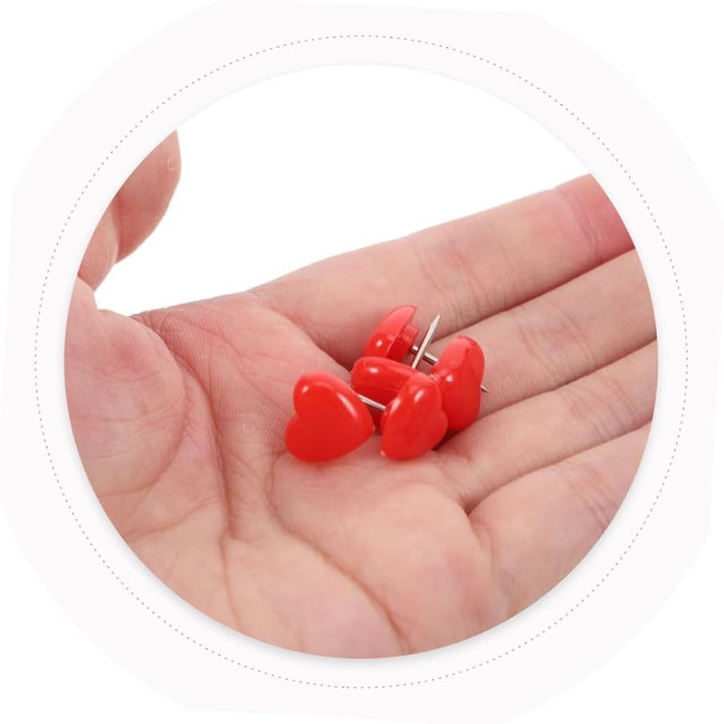 Red Heart Shaped Thumb Tacks 100pcs Decorative Push Pins for Cork Board Office School Supplies - Image 3